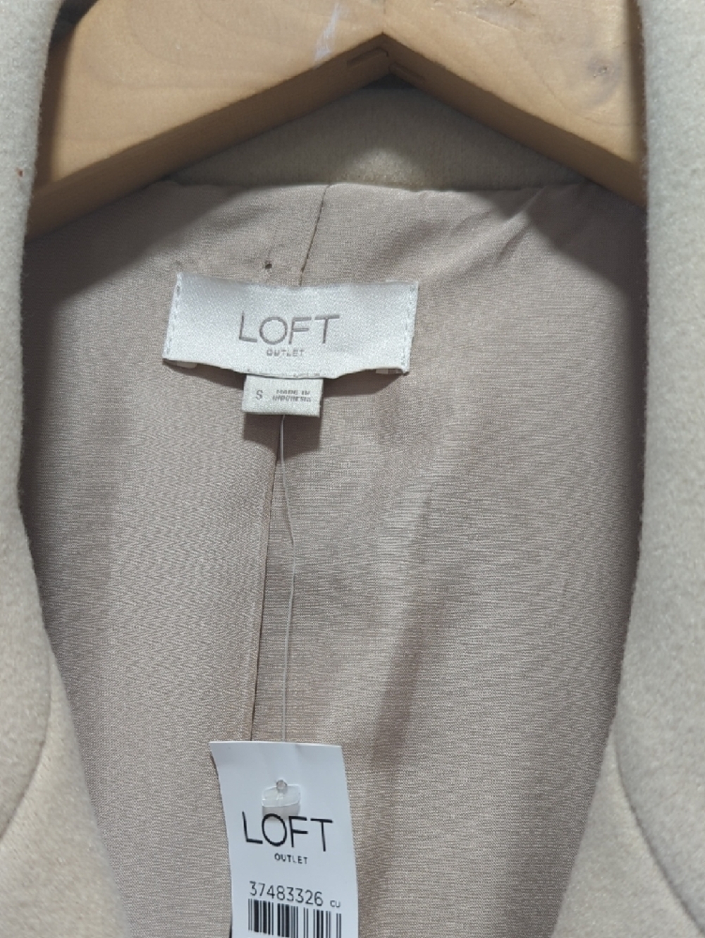 LOFT Light Beige Double Breasted Belted Pea Coat Size Small - Picture 2 of 13